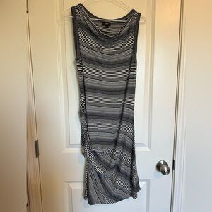 Y2K Black and White Striped Dress with cinch